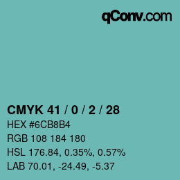 カラーコード: CMYK 41 / 0 / 2 / 28 | qconv.com