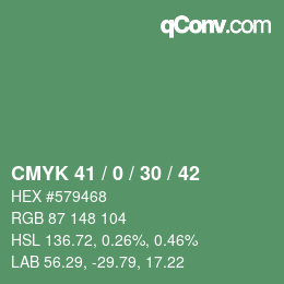 Color code: CMYK 41 / 0 / 30 / 42 | qconv.com