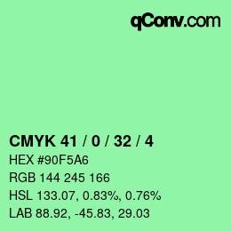 Color code: CMYK 41 / 0 / 32 / 4 | qconv.com