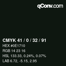 Color code: CMYK 41 / 0 / 32 / 91 | qconv.com