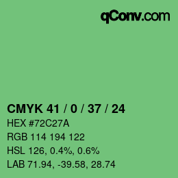 カラーコード: CMYK 41 / 0 / 37 / 24 | qconv.com
