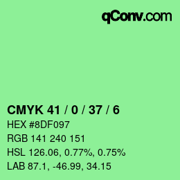 カラーコード: CMYK 41 / 0 / 37 / 6 | qconv.com