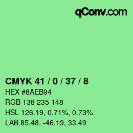 Color code: CMYK 41 / 0 / 37 / 8 | qconv.com