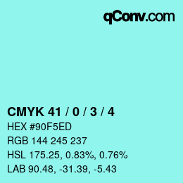 カラーコード: CMYK 41 / 0 / 3 / 4 | qconv.com