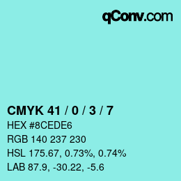 Color code: CMYK 41 / 0 / 3 / 7 | qconv.com