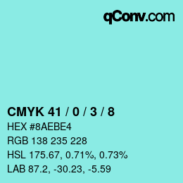 颜色代码: CMYK 41 / 0 / 3 / 8 | qconv.com