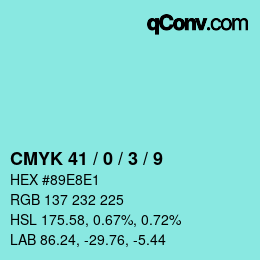 カラーコード: CMYK 41 / 0 / 3 / 9 | qconv.com