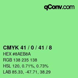 Color code: CMYK 41 / 0 / 41 / 8 | qconv.com