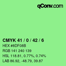 Color code: CMYK 41 / 0 / 42 / 6 | qconv.com