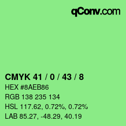 カラーコード: CMYK 41 / 0 / 43 / 8 | qconv.com