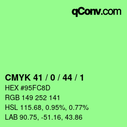 颜色代码: CMYK 41 / 0 / 44 / 1 | qconv.com