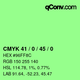 カラーコード: CMYK 41 / 0 / 45 / 0 | qconv.com