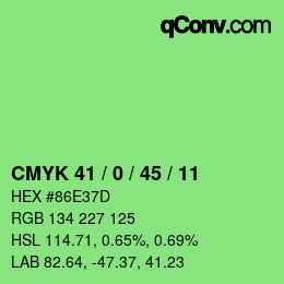 カラーコード: CMYK 41 / 0 / 45 / 11 | qconv.com