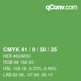 Farbcode: CMYK 41 / 0 / 50 / 35 | qconv.com