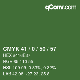 颜色代码: CMYK 41 / 0 / 50 / 57 | qconv.com