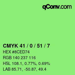 颜色代码: CMYK 41 / 0 / 51 / 7 | qconv.com