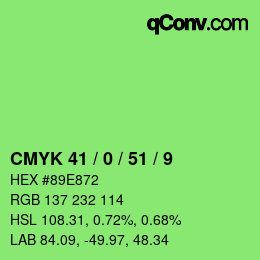 Farbcode: CMYK 41 / 0 / 51 / 9 | qconv.com