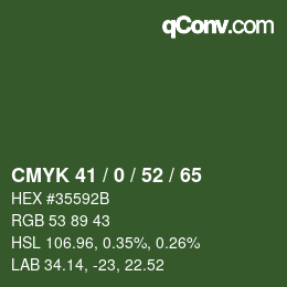 颜色代码: CMYK 41 / 0 / 52 / 65 | qconv.com