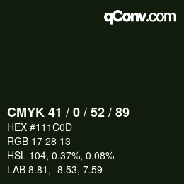 Color code: CMYK 41 / 0 / 52 / 89 | qconv.com