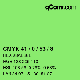 Color code: CMYK 41 / 0 / 53 / 8 | qconv.com