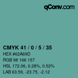 Farbcode: CMYK 41 / 0 / 5 / 35 | qconv.com