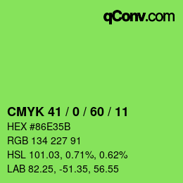 カラーコード: CMYK 41 / 0 / 60 / 11 | qconv.com