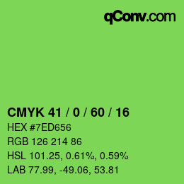 カラーコード: CMYK 41 / 0 / 60 / 16 | qconv.com