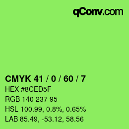 Color code: CMYK 41 / 0 / 60 / 7 | qconv.com