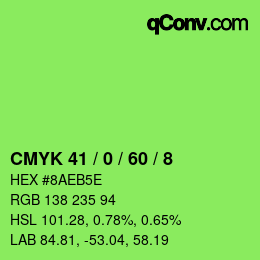 Color code: CMYK 41 / 0 / 60 / 8 | qconv.com