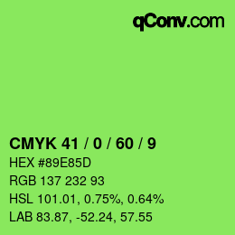 カラーコード: CMYK 41 / 0 / 60 / 9 | qconv.com