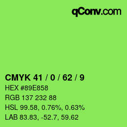 颜色代码: CMYK 41 / 0 / 62 / 9 | qconv.com