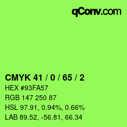カラーコード: CMYK 41 / 0 / 65 / 2 | qconv.com