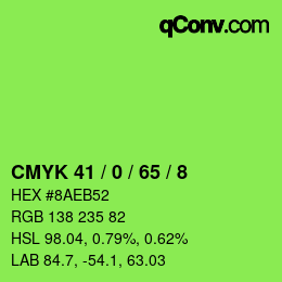 カラーコード: CMYK 41 / 0 / 65 / 8 | qconv.com