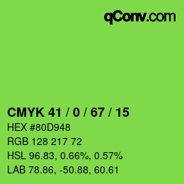 Color code: CMYK 41 / 0 / 67 / 15 | qconv.com