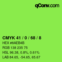 颜色代码: CMYK 41 / 0 / 68 / 8 | qconv.com