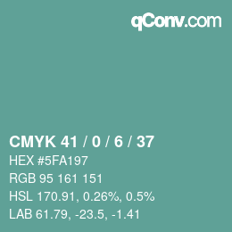 Color code: CMYK 41 / 0 / 6 / 37 | qconv.com