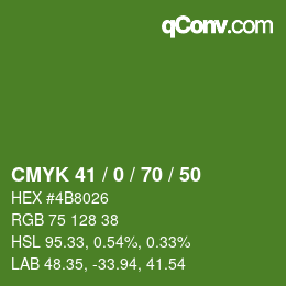 Color code: CMYK 41 / 0 / 70 / 50 | qconv.com