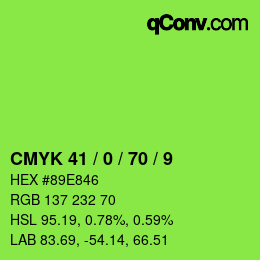 Farbcode: CMYK 41 / 0 / 70 / 9 | qconv.com