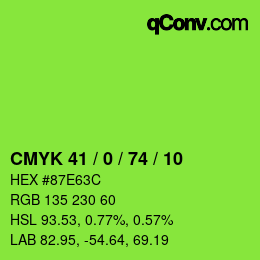 カラーコード: CMYK 41 / 0 / 74 / 10 | qconv.com