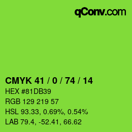 Farbcode: CMYK 41 / 0 / 74 / 14 | qconv.com