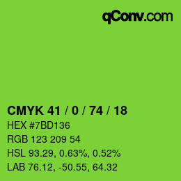 カラーコード: CMYK 41 / 0 / 74 / 18 | qconv.com