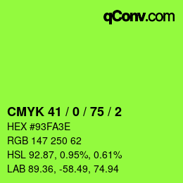 カラーコード: CMYK 41 / 0 / 75 / 2 | qconv.com