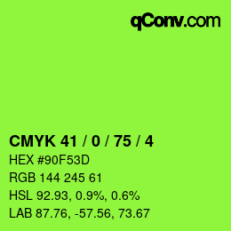 颜色代码: CMYK 41 / 0 / 75 / 4 | qconv.com
