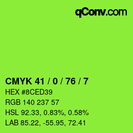 Color code: CMYK 41 / 0 / 76 / 7 | qconv.com