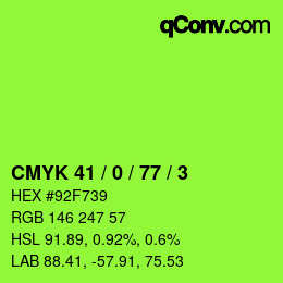 Color code: CMYK 41 / 0 / 77 / 3 | qconv.com