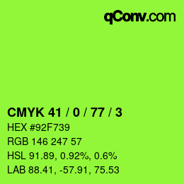 カラーコード: CMYK 41 / 0 / 77 / 3 | qconv.com