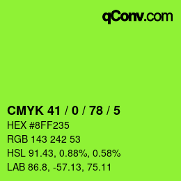 Color code: CMYK 41 / 0 / 78 / 5 | qconv.com