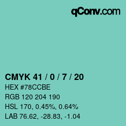 カラーコード: CMYK 41 / 0 / 7 / 20 | qconv.com