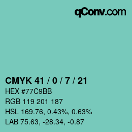 Farbcode: CMYK 41 / 0 / 7 / 21 | qconv.com