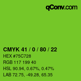 Farbcode: CMYK 41 / 0 / 80 / 22 | qconv.com